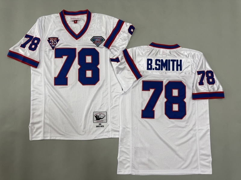 Men 2025 Buffalo Bills #78 B.Smith white Throwback Limited NFL Jersey style 001